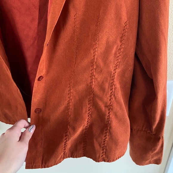 Burnt orange suede button up - Picture 3 of 8